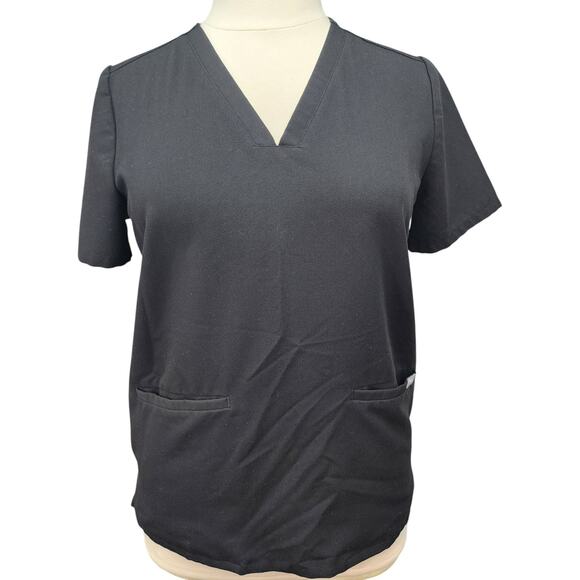FIGS Technical Collection Scrub Top Women L Black FW1100 Pockets Medical Nurse - Picture 2 of 9